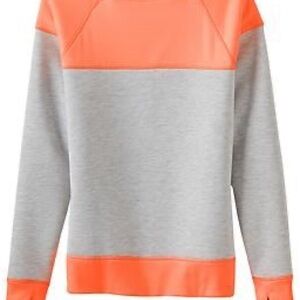 Colorblock Sweater - Orange and Gray